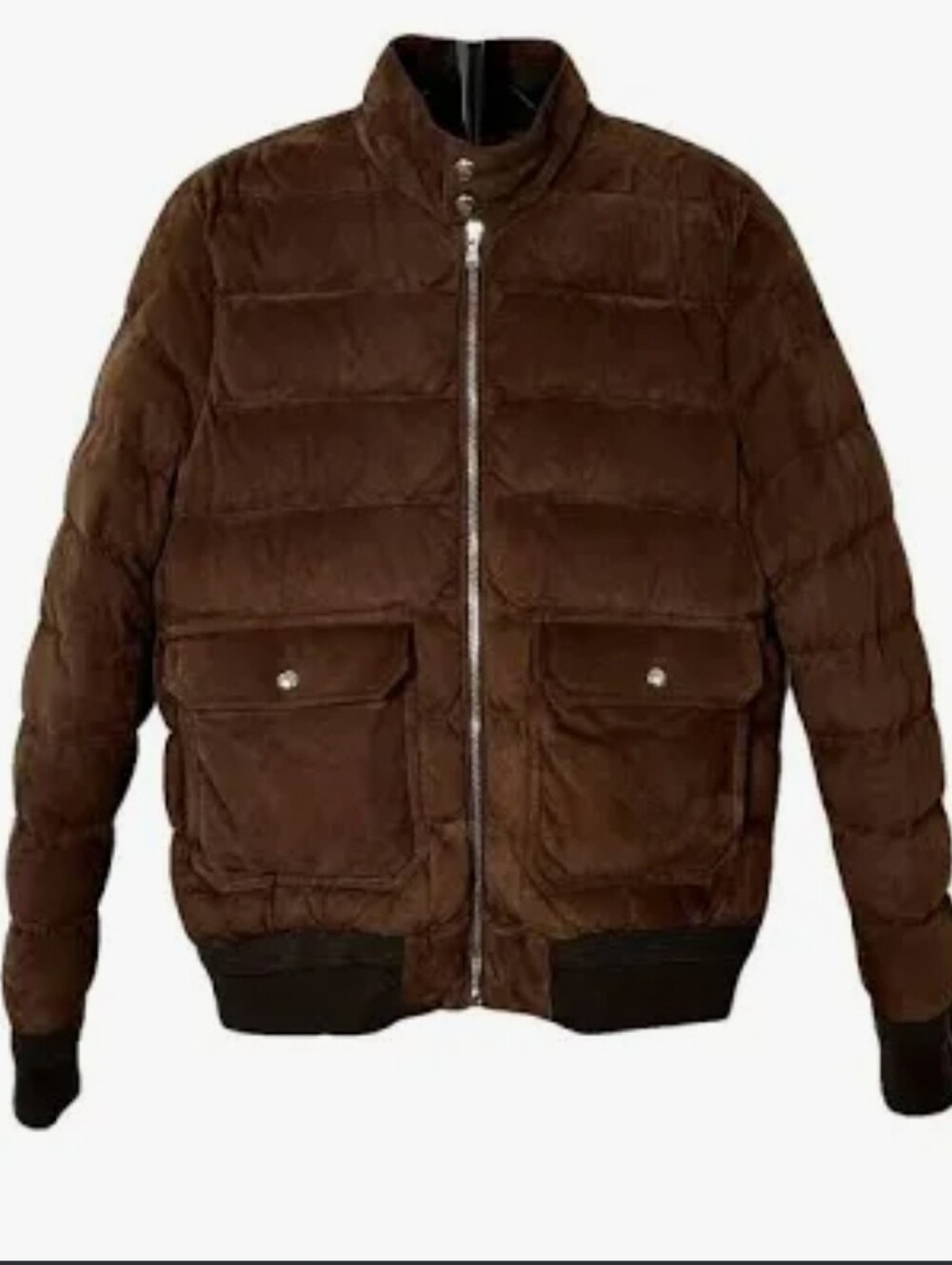 Moncler Leather Suede Bomber Down Jacket Bomber